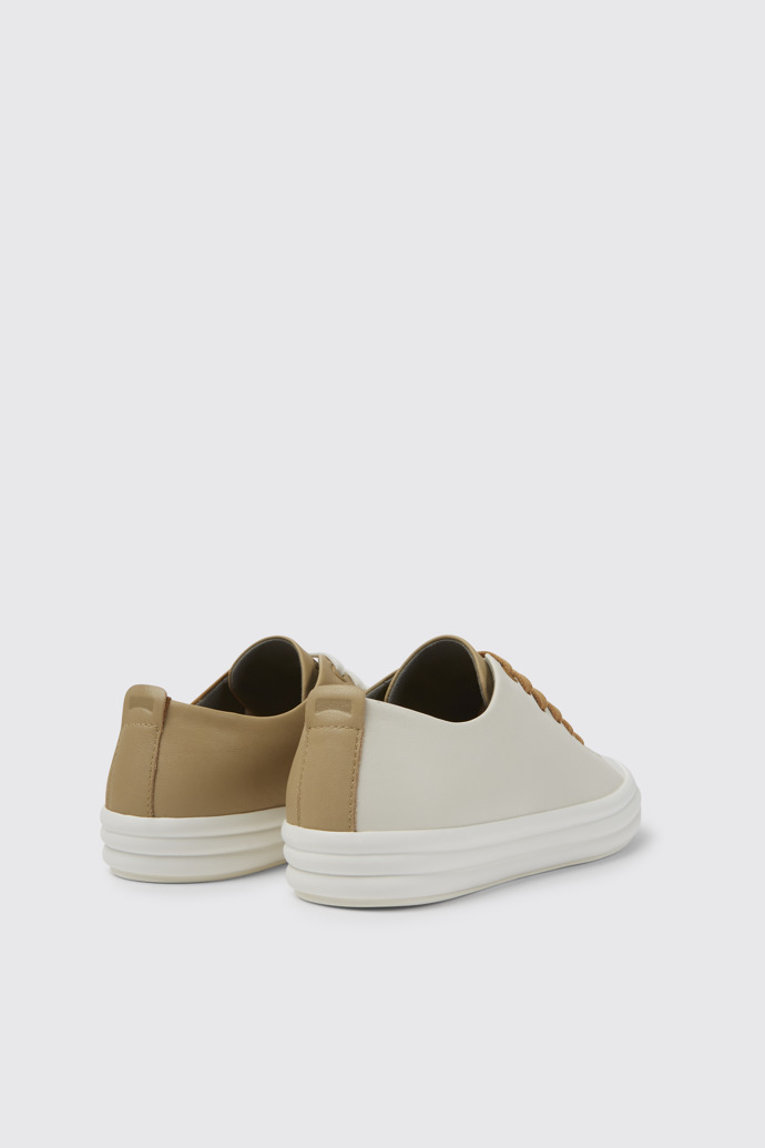 Back view of Twins Brown, beige, and white sneakers for women