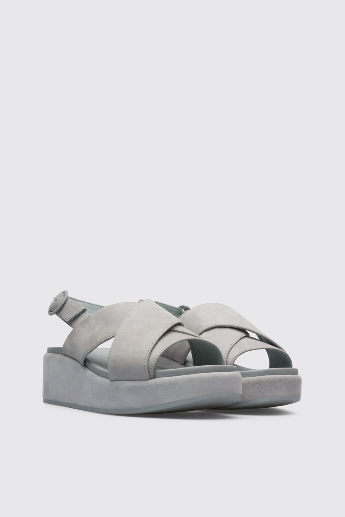 Front view of Misia Women’s light gray x-strap sandal