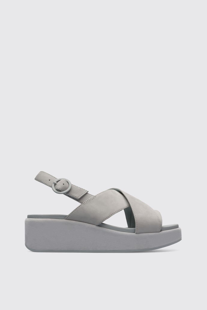 Side view of Misia Women’s light gray x-strap sandal