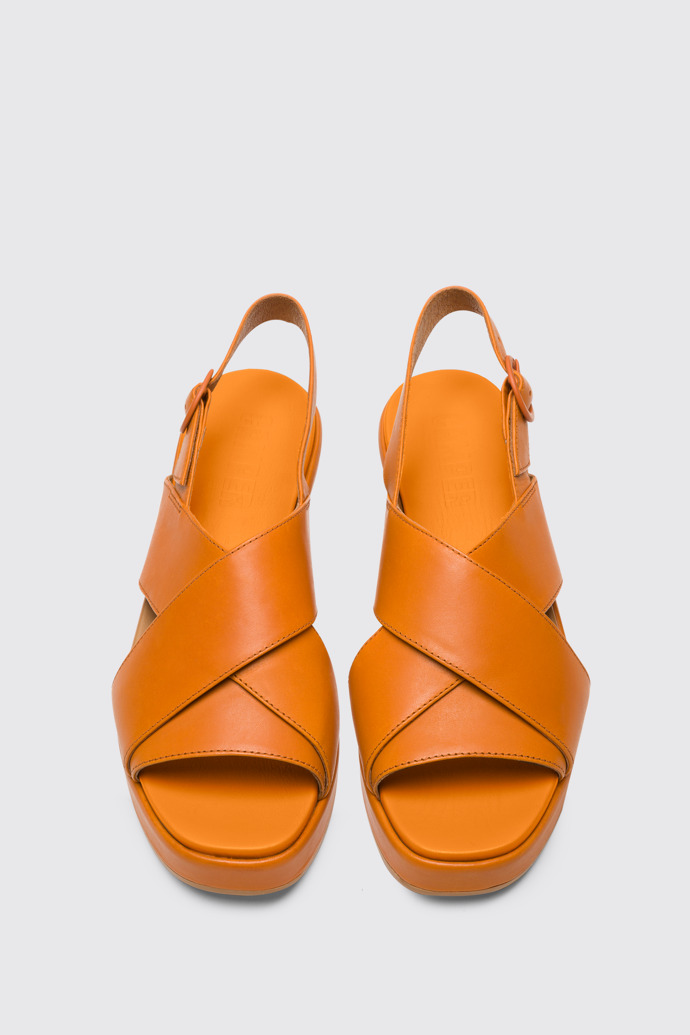 Overhead view of Misia Women’s dark orange x-strap sandal