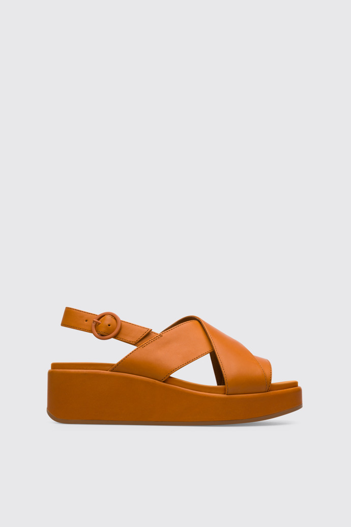 Side view of Misia Women’s dark orange x-strap sandal