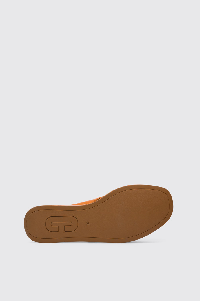 The sole of Misia Women’s dark orange x-strap sandal