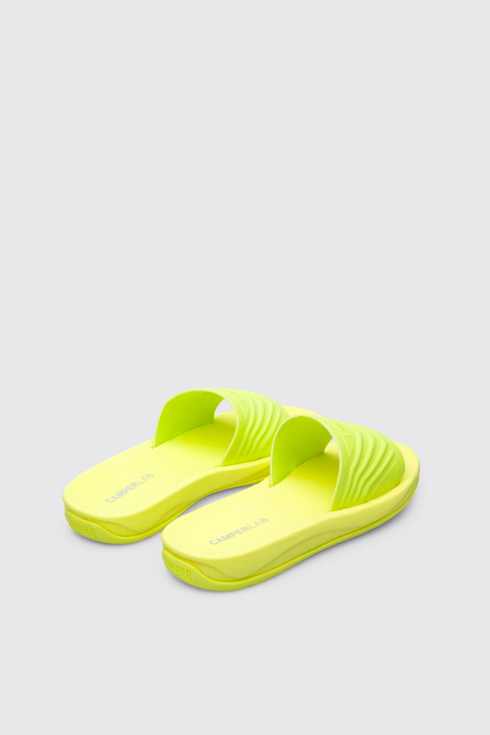 Back view of Match Men’s neon yellow slide