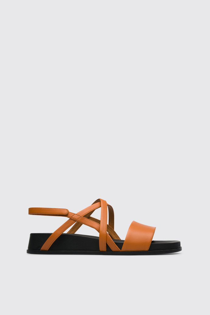 Side view of Atonik Women’s dark orange strappy sandal