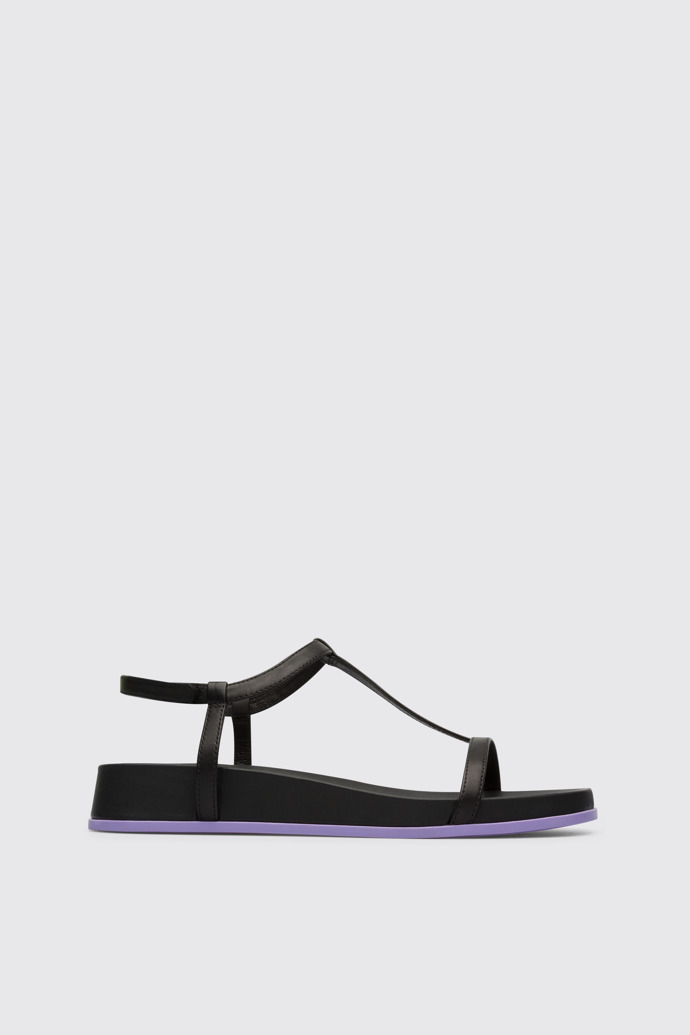 Side view of Atonik Black women’s T-strap sandal