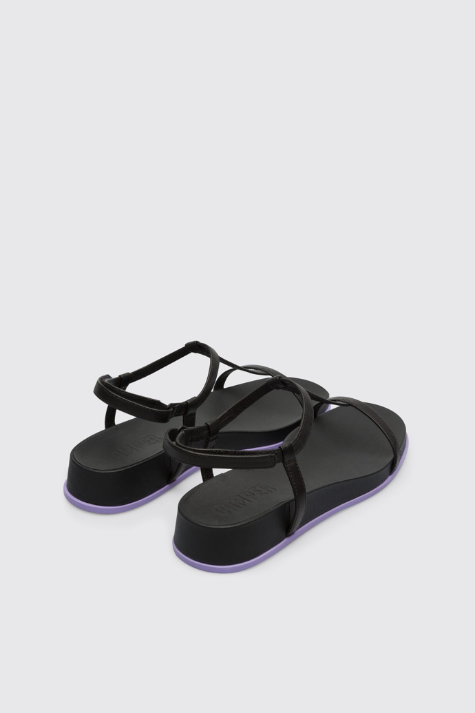 Back view of Atonik Black women’s T-strap sandal