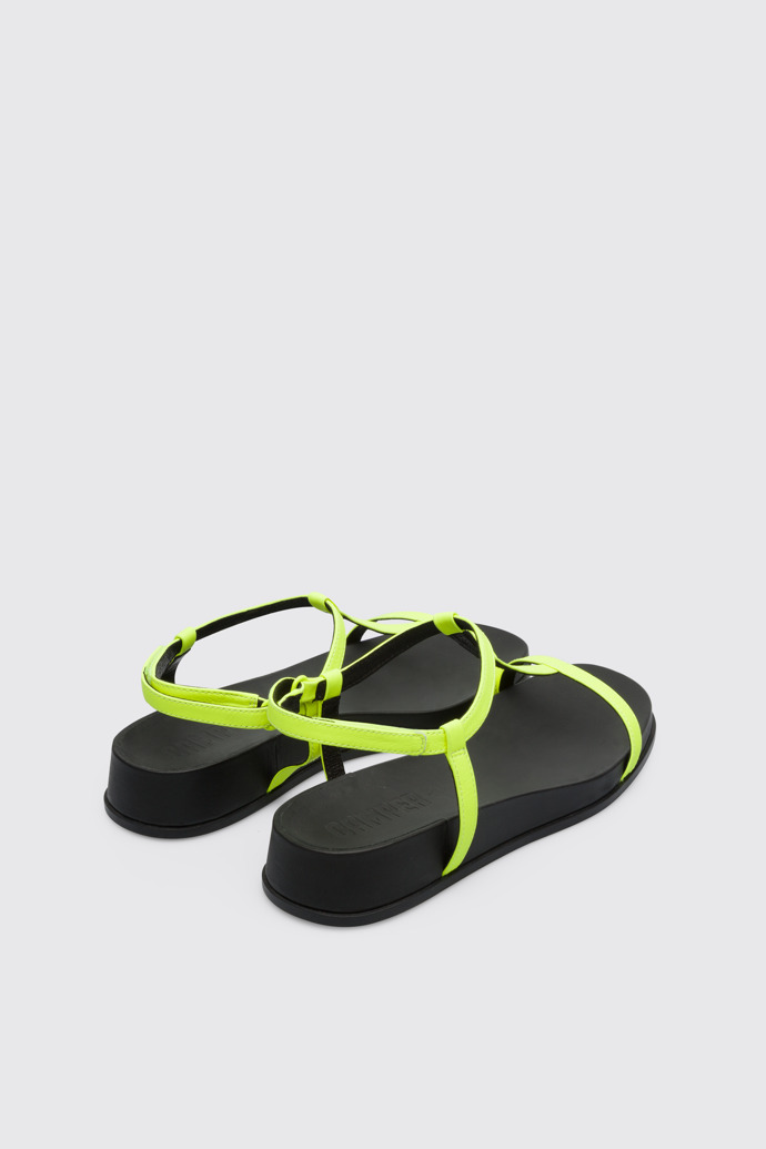 Back view of Atonik Women’s neon yellow T-strap sandal
