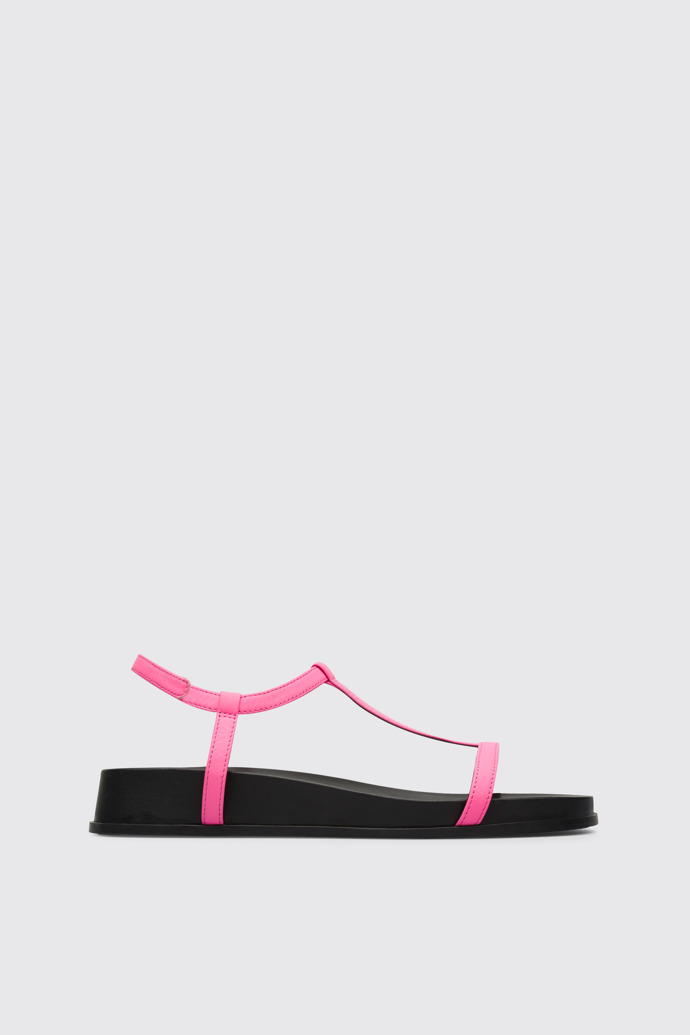 Side view of Atonik Women’s pink T-strap sandal