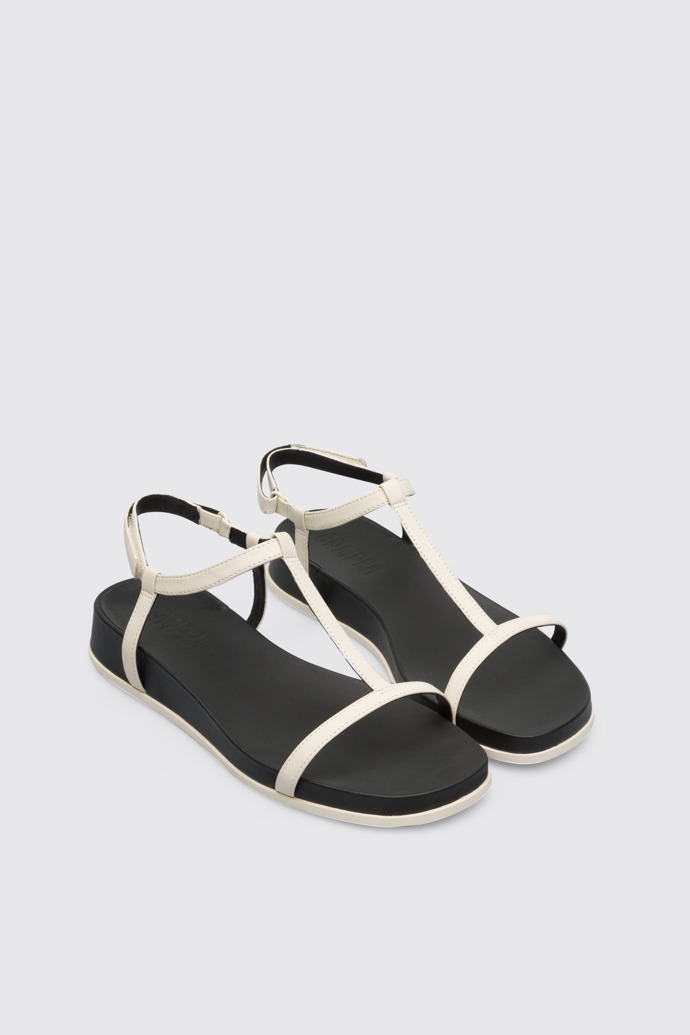 Front view of Atonik Women’s cream T-strap sandal