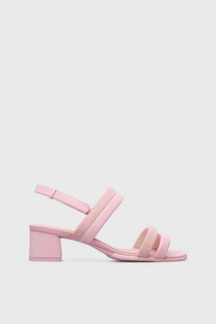 Side view of Katie Women's pastel pink sandal