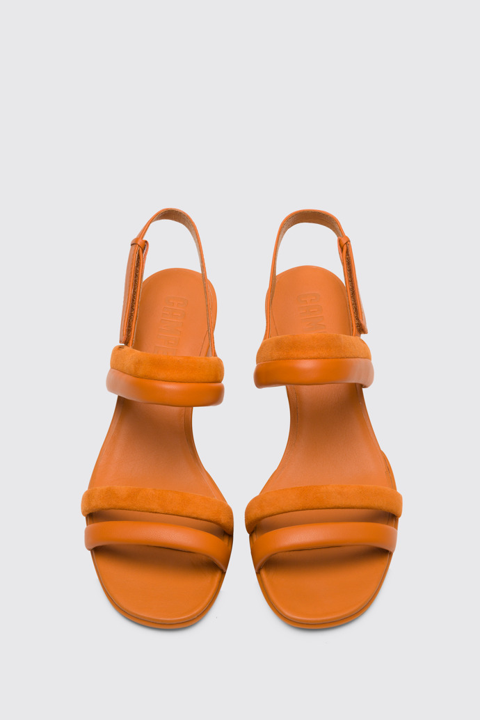 Overhead view of Katie Women's dark orange sandal