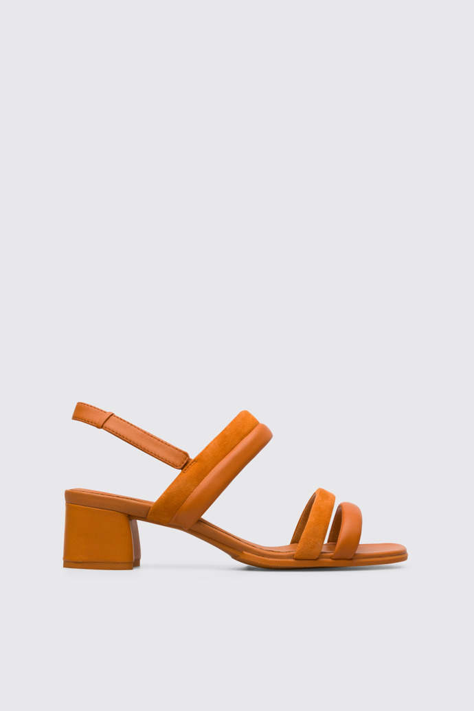 Side view of Katie Women's dark orange sandal