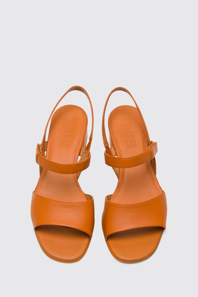 Overhead view of Katie Women’s dark orange strappy sandal