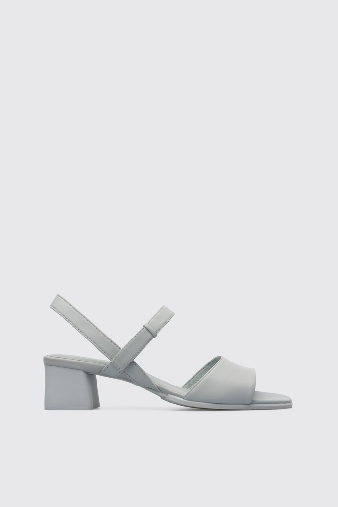 Side view of Katie Women’s light gray strappy sandal