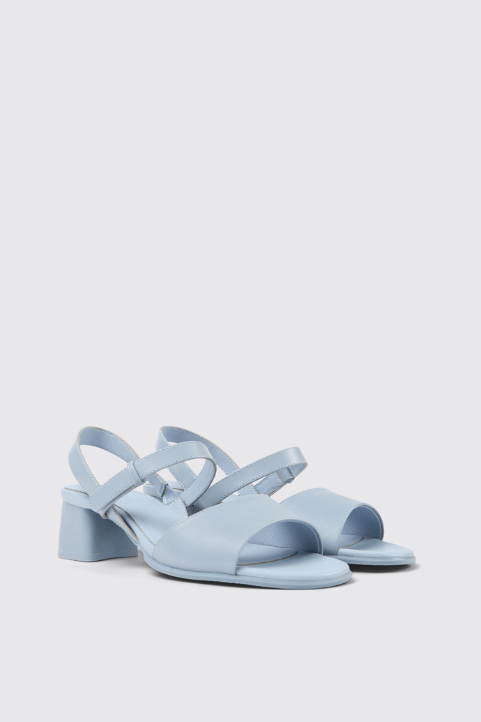 Front view of Katie Blue leather sandals for women
