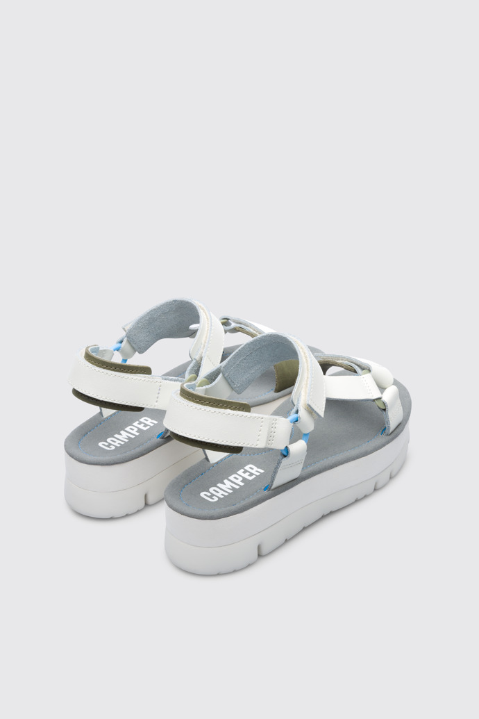 Back view of Oruga Up White sandal for women