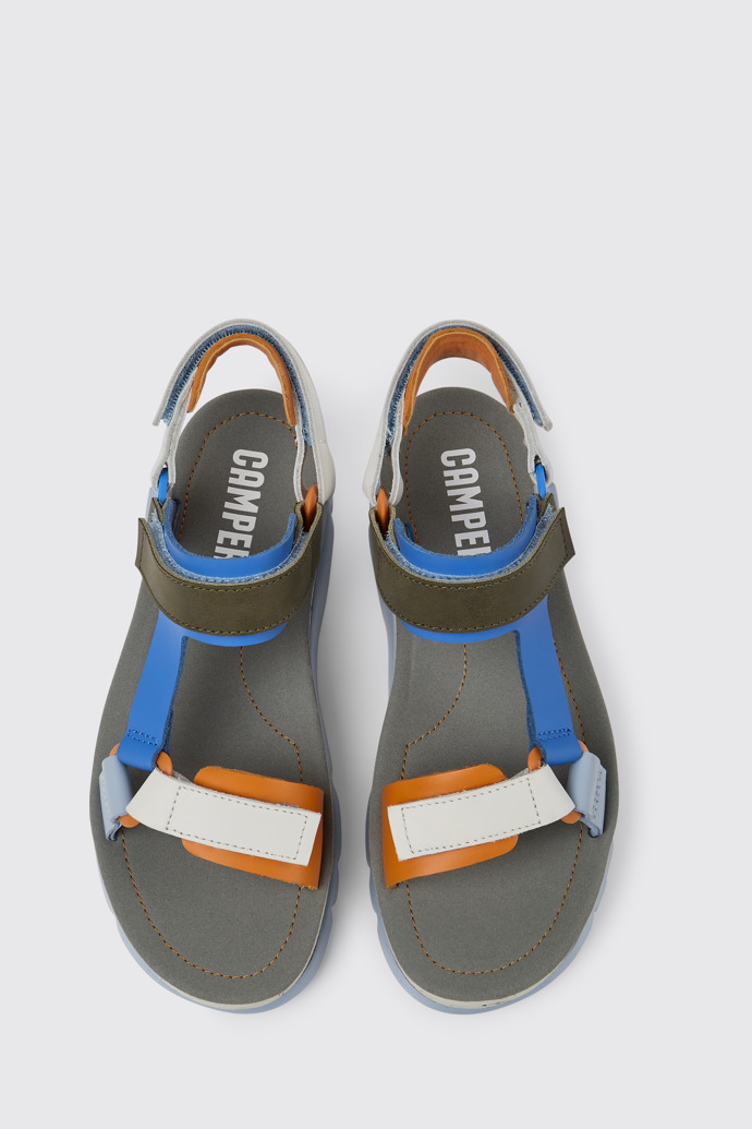 Oruga Up Sandales en cuir bleu, orange et blanc pour femme