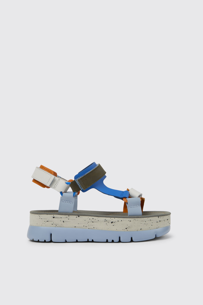 Oruga Up Sandales en cuir bleu, orange et blanc pour femme