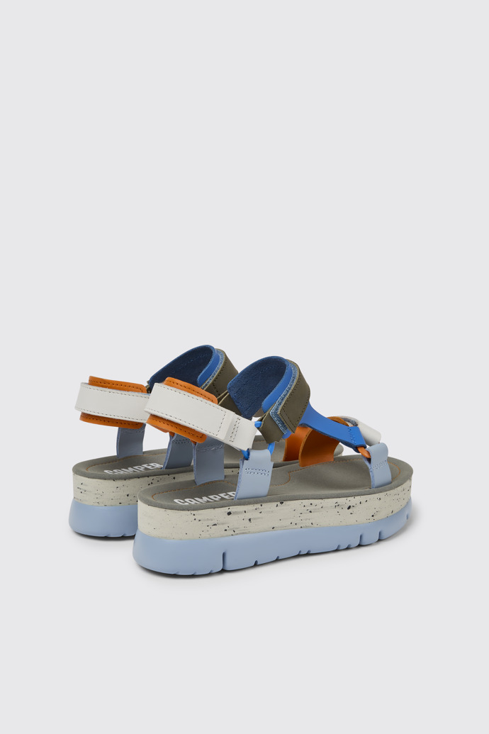 Oruga Up Sandales en cuir bleu, orange et blanc pour femme