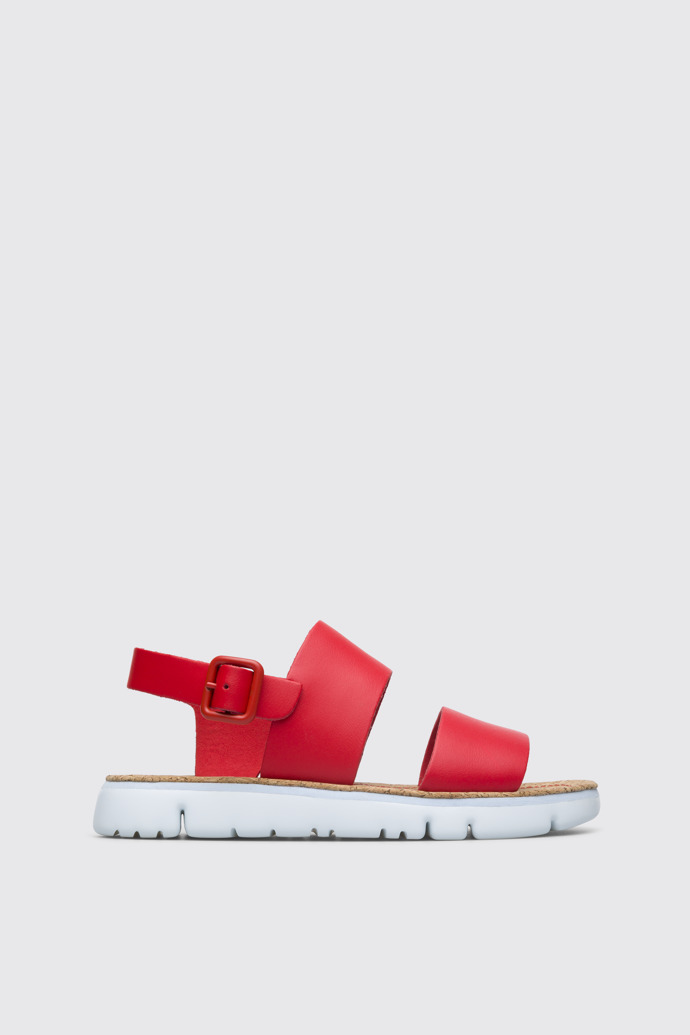 Side view of Oruga Red sandal for women