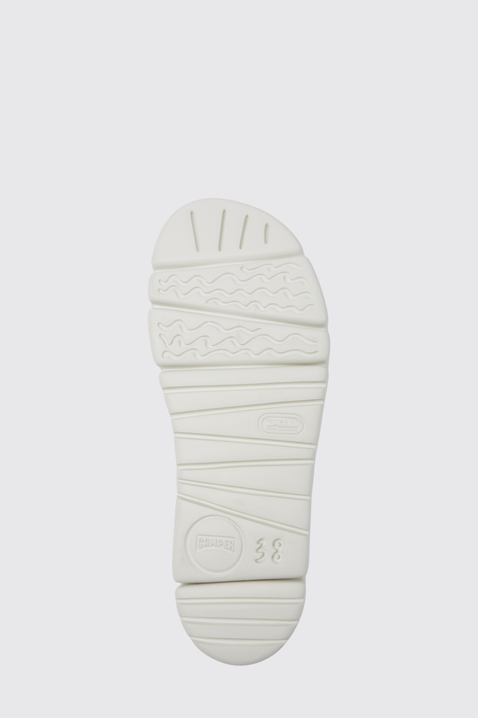 The sole of Oruga White and pink leather sandals for women