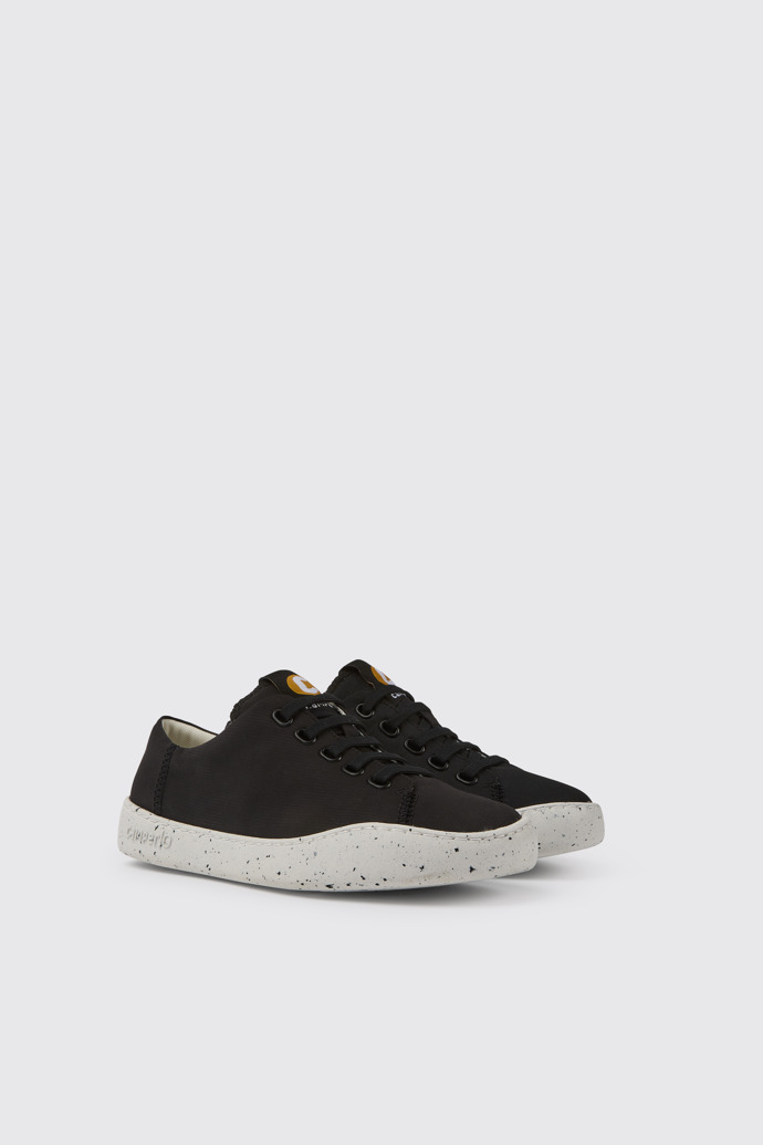 Front view of Peu Touring Black recycled PET sneakers for women
