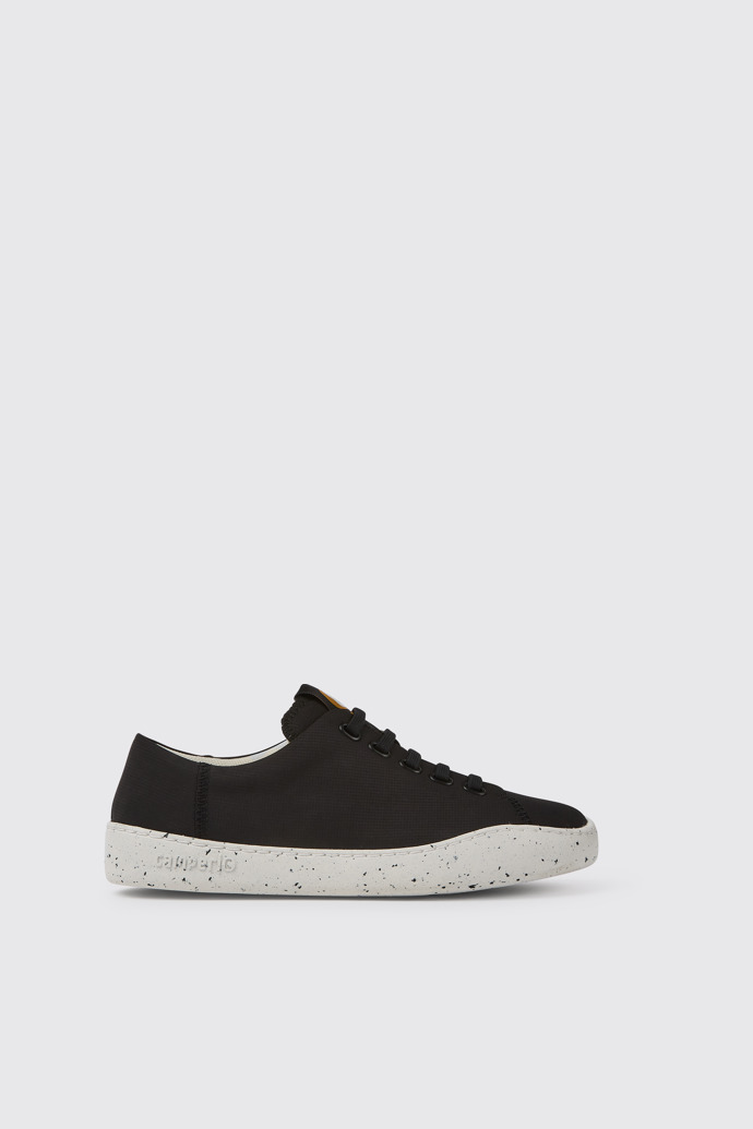 Side view of Peu Touring Black recycled PET sneakers for women