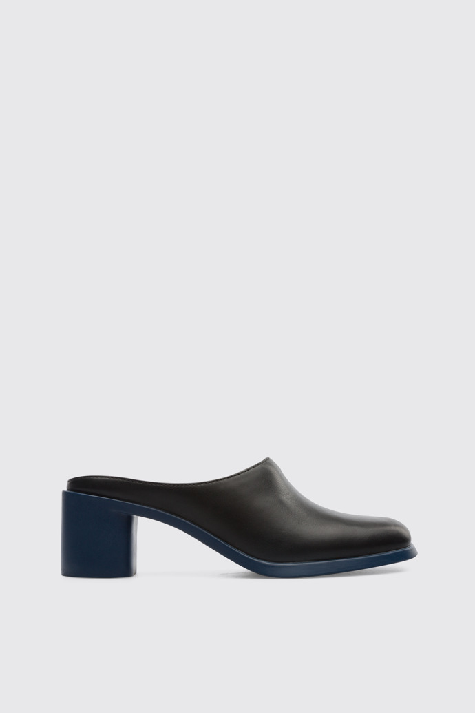 Side view of Meda Black slip on shoe for women
