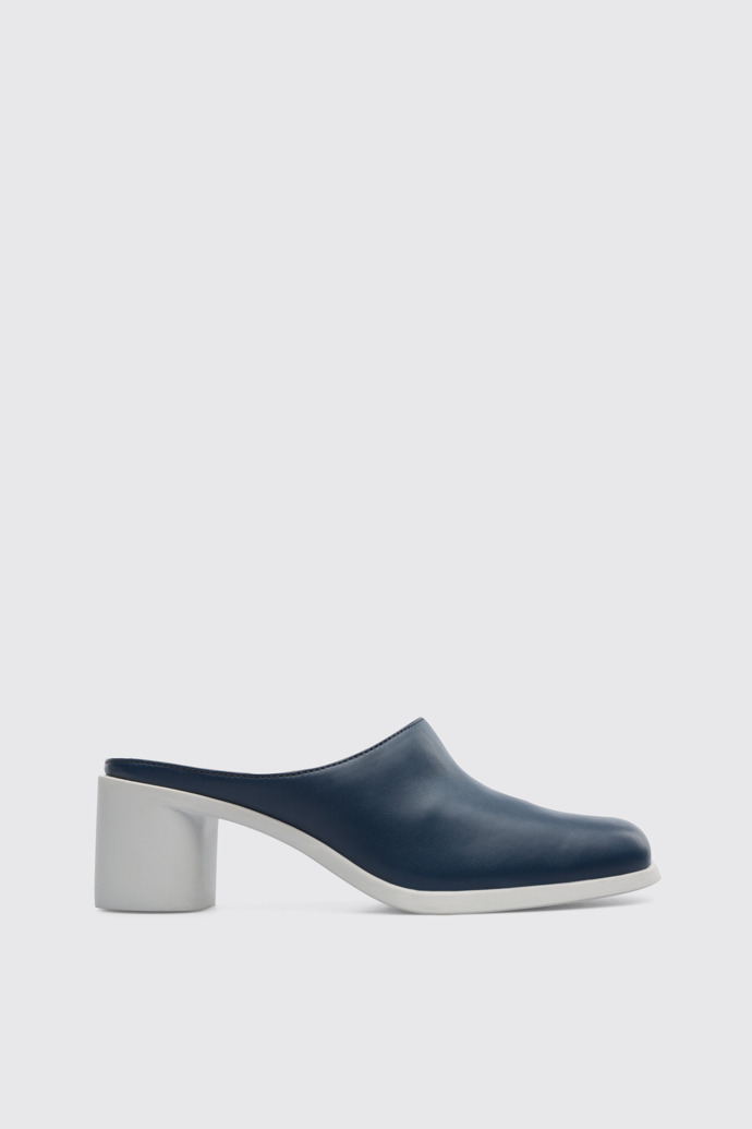 Side view of Meda Blue slip on shoe for women