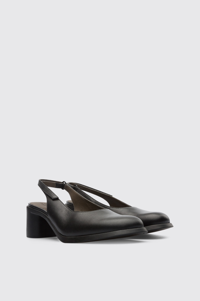 Front view of Meda Black slingback for women