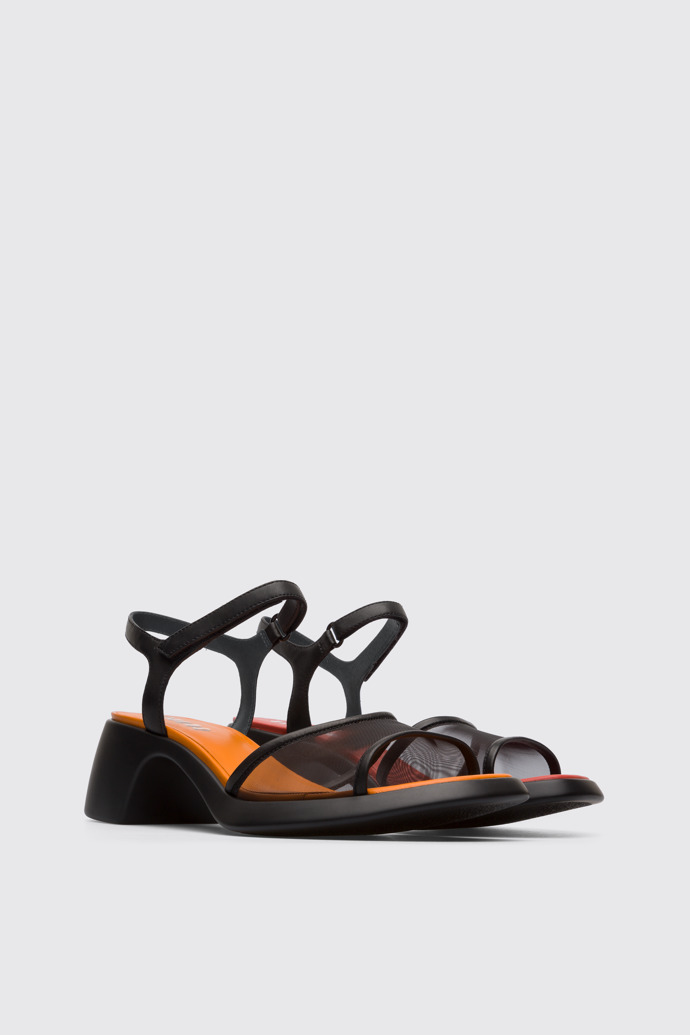 Front view of Twins Women's black sandal