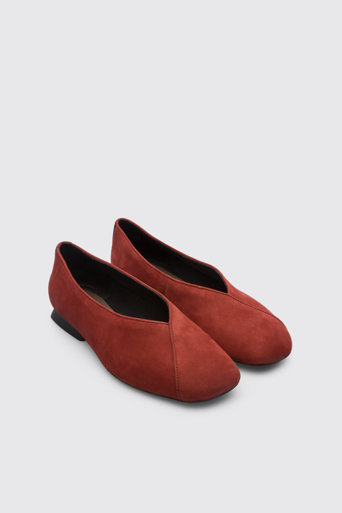 Front view of Twins Women's red-brown ballerina shoe