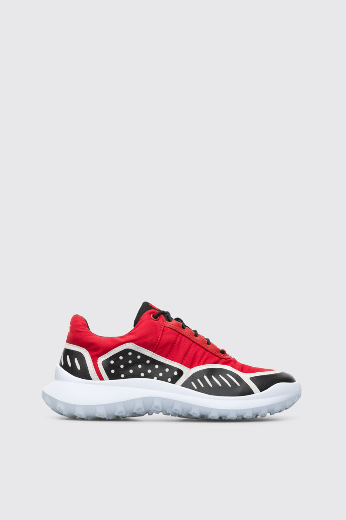 Side view of Camper x SailGP Red and black sneaker for women