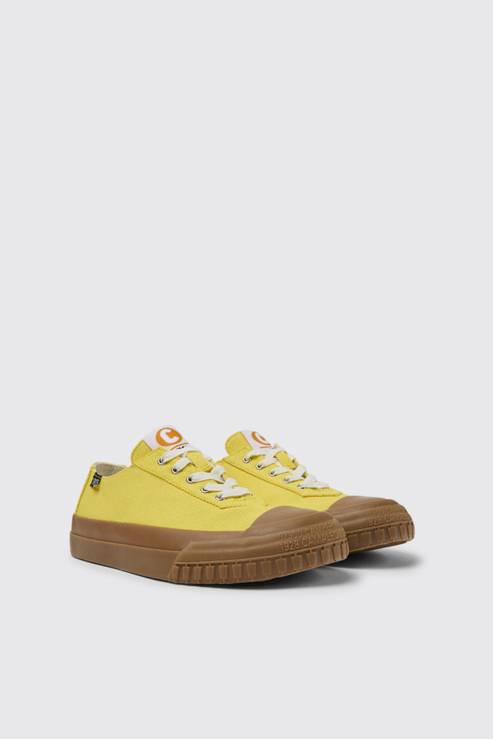 Front view of Camaleon Yellow recycled cotton sneakers for women