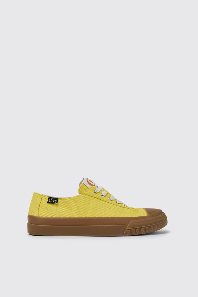 Side view of Camaleon Yellow recycled cotton sneakers for women