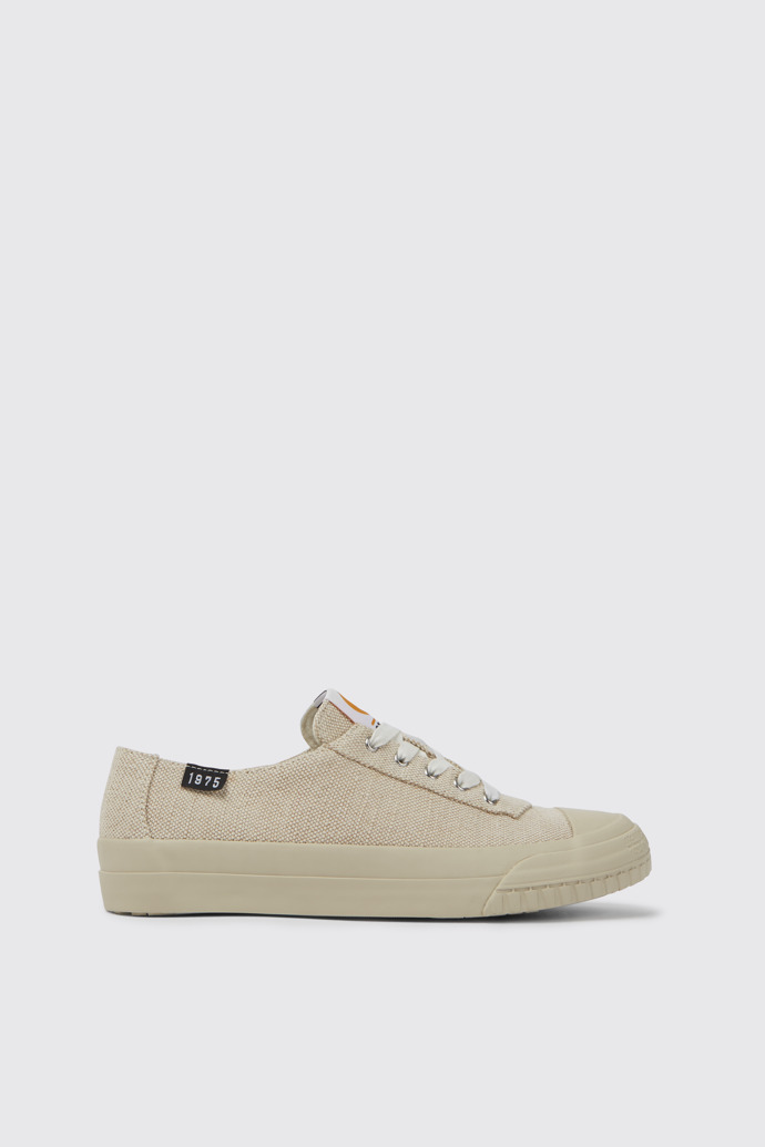 Side view of Camaleon Beige recycled hemp and cotton sneakers for women