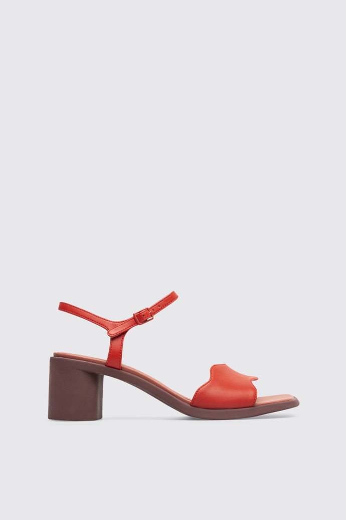 Side view of Meda Red sandal for women