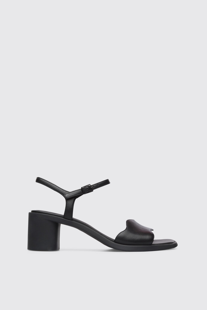 Side view of Meda Black sandal for women