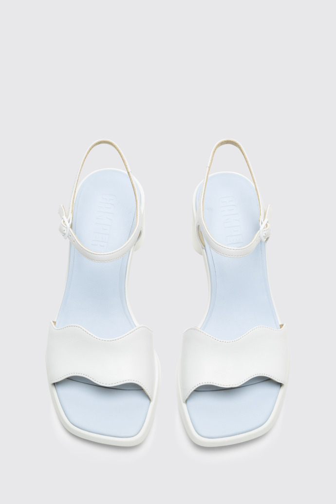 Overhead view of Meda White sandal for women