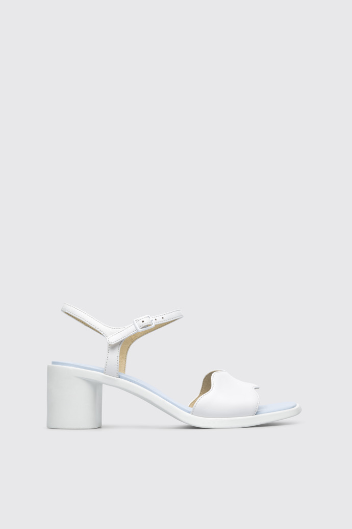 Side view of Meda White sandal for women