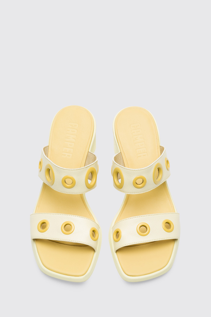 Overhead view of Meda Yellow sandal for women