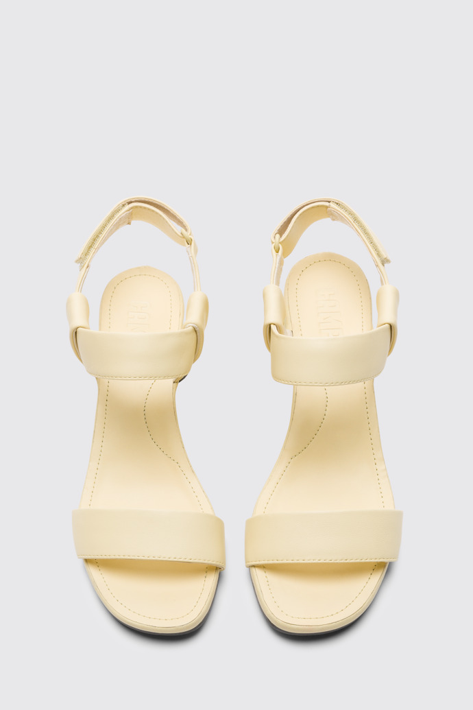 Overhead view of Upright Yellow sandal for women