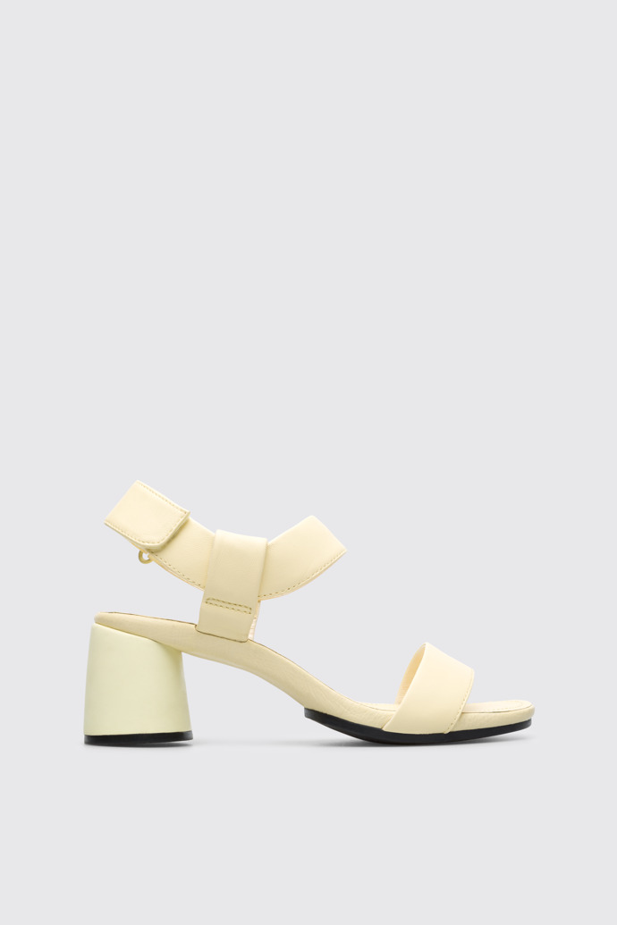 Side view of Upright Yellow sandal for women