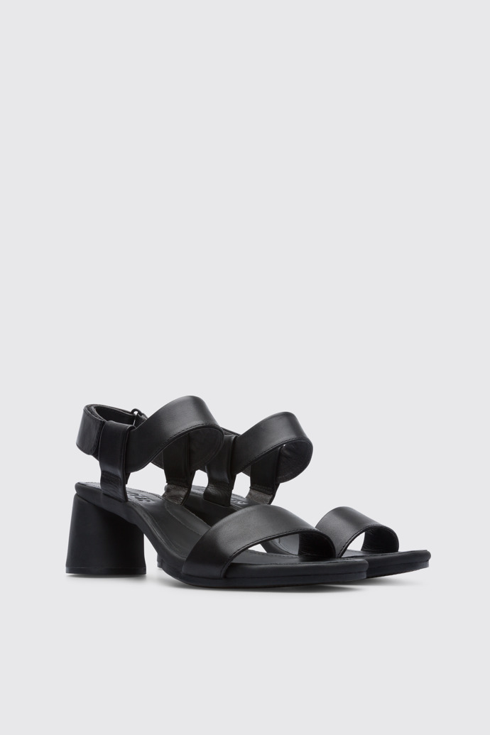 Front view of Upright Black sandal for women