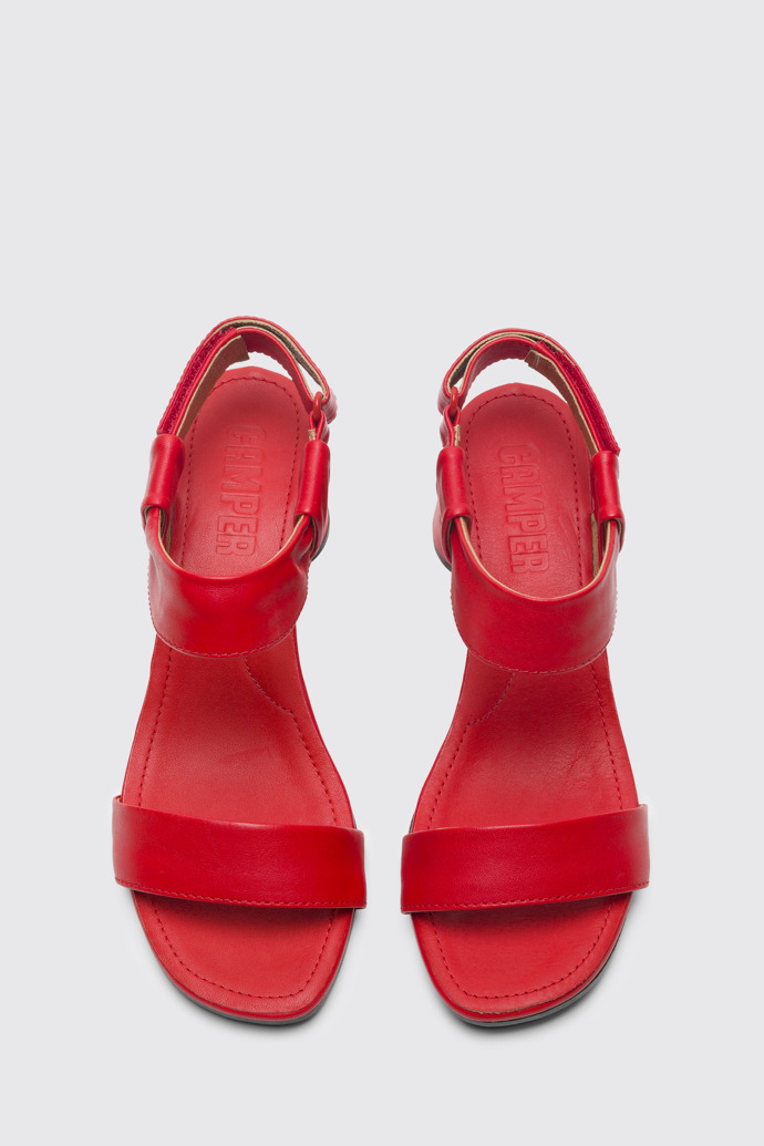 Overhead view of Upright Red sandal for women