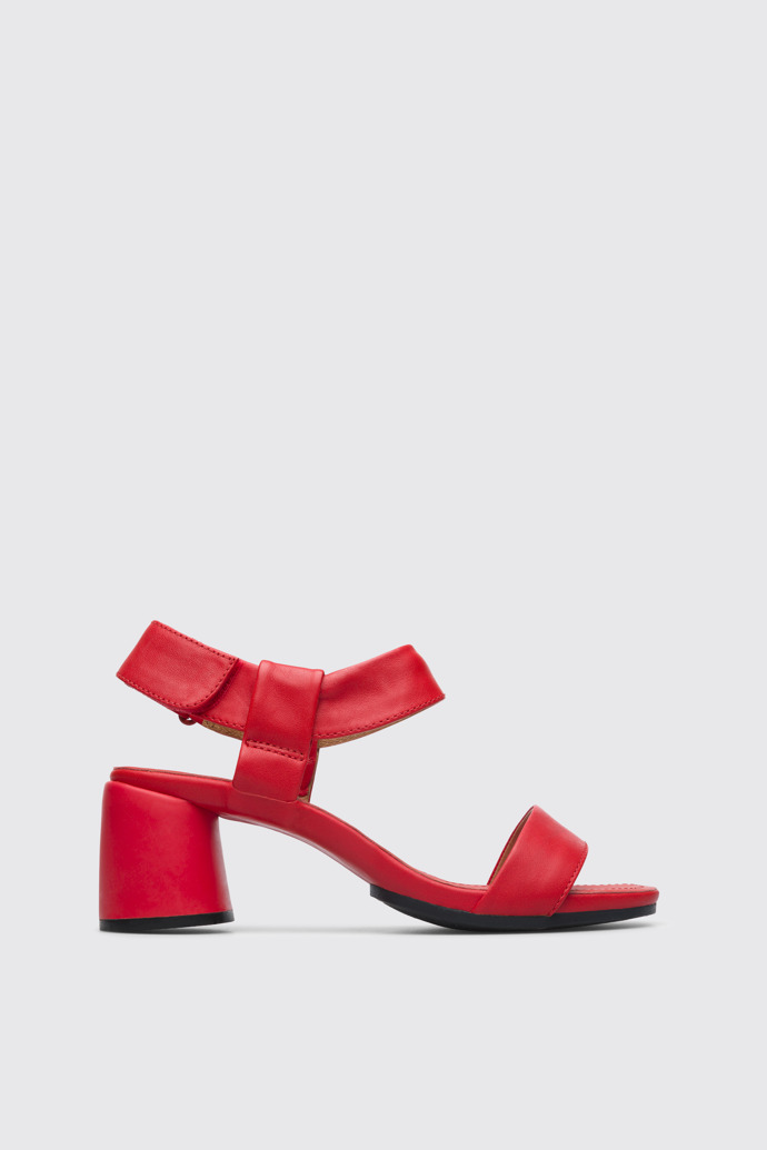Side view of Upright Red sandal for women