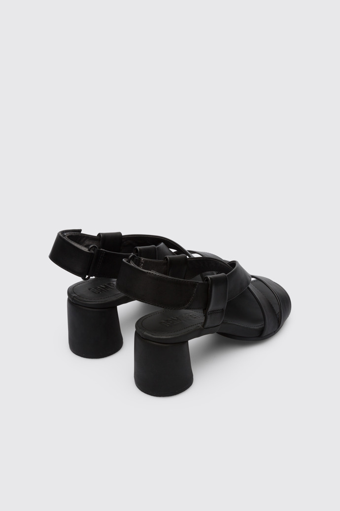 Back view of Upright Black sandal for women