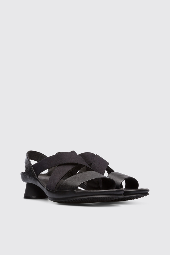 Front view of Alright Black leather women’s sandal