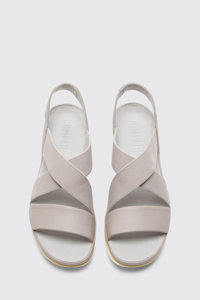 Overhead view of Alright Grey leather women’s sandal