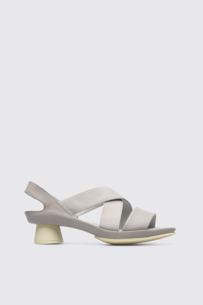 Side view of Alright Grey leather women’s sandal